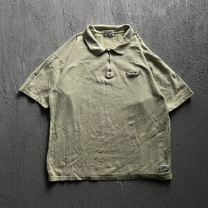 Vintage Roots Quarter Zip Polo Shirt XL Green 1990s Embroidered
